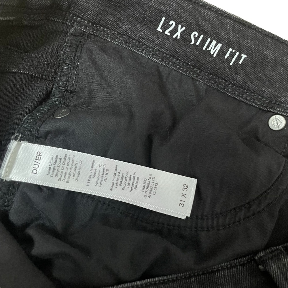 Duer DU/ER Jeans Mens 31x32 Black L2X Performance Denim Slim Fit - Picture 7 of 9